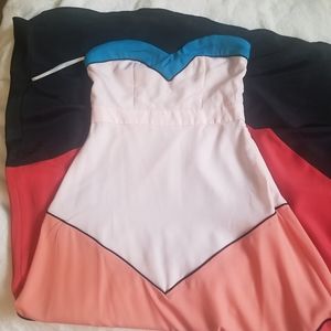 Minuet Petite NWT strapless colorblock dress